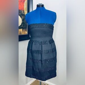Dee Elle Black Strapless Cocktail Dress With Sequins Sz Medium Sexy Flirty